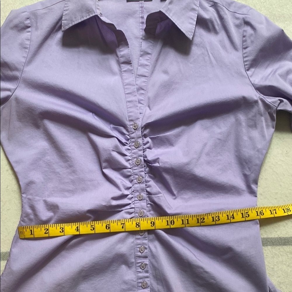 NY&Co Lavender Ruched-Front Long Sleeve Shirt Women's Size Medium - Picture 12 of 13
